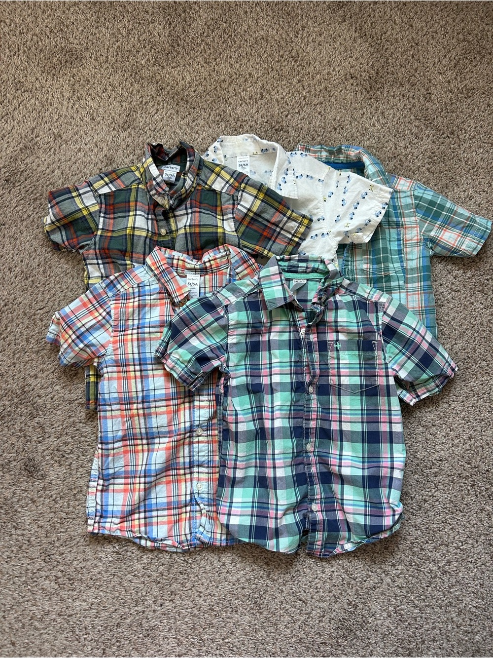 Lot of 5 Carter’s Short Sleeve Button-Down Shirts